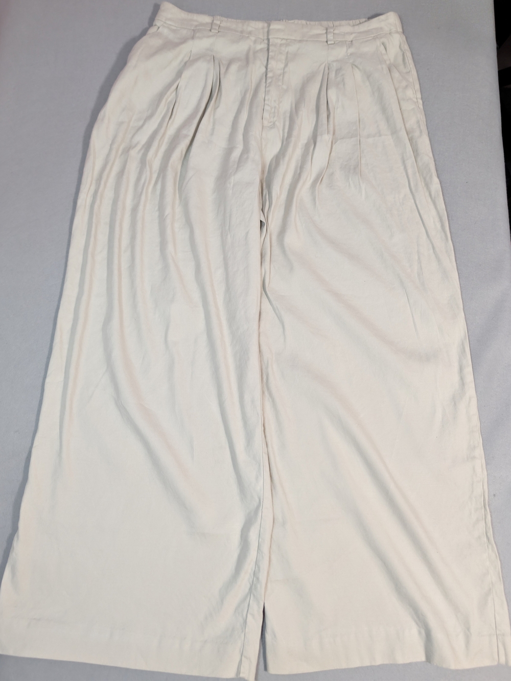 Maeve by Anthropologie Avery Linen Stretch Wide Leg Pants Bone Trouser 1X